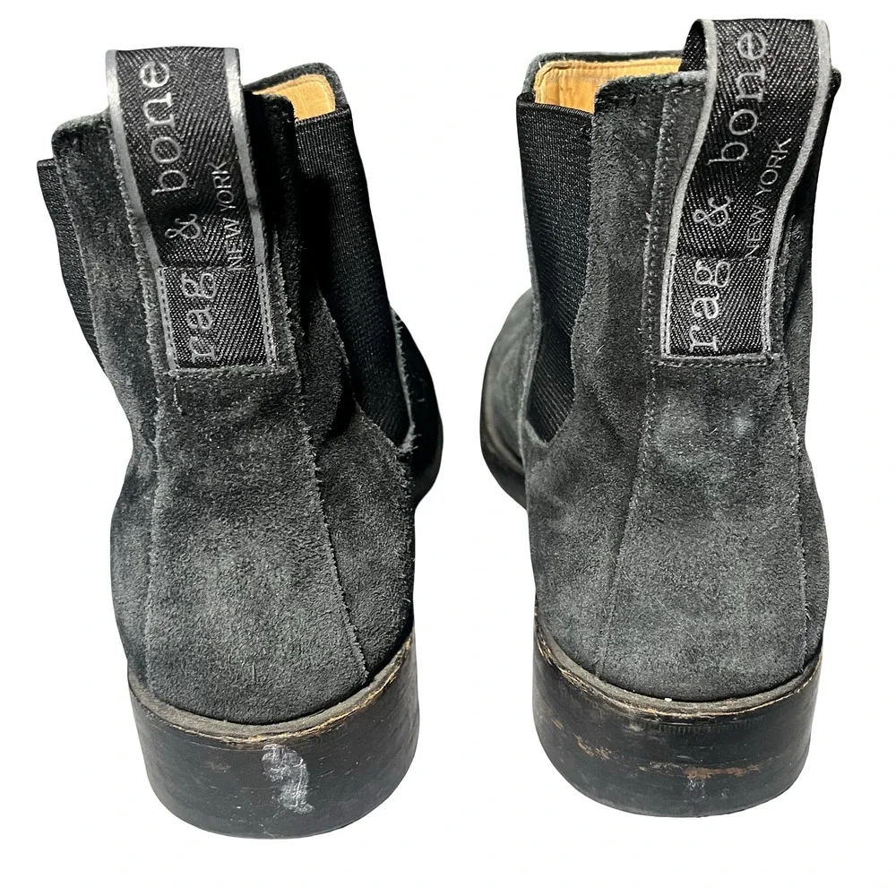 Rag & Bone X Grenson Boots Mens Size 11.5 Black Suede Chelsea‎ Ankle Pull On